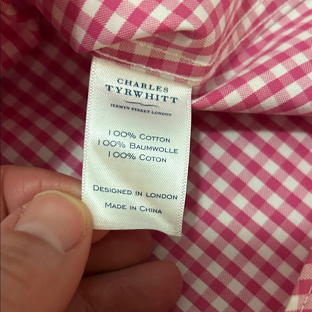 Charles Tyrwhitt Shirt Men’s Red Checkered Dress Button Down - Picture 10 of 14